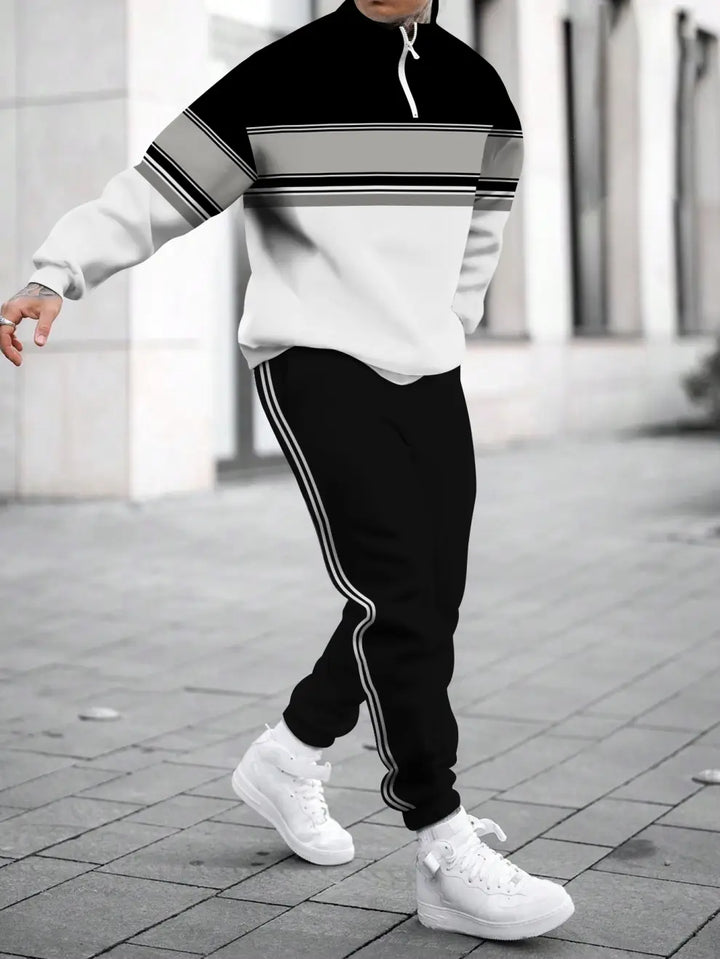 Relaxed Zipper Long Sleeve Two Piece Set - DUVAL