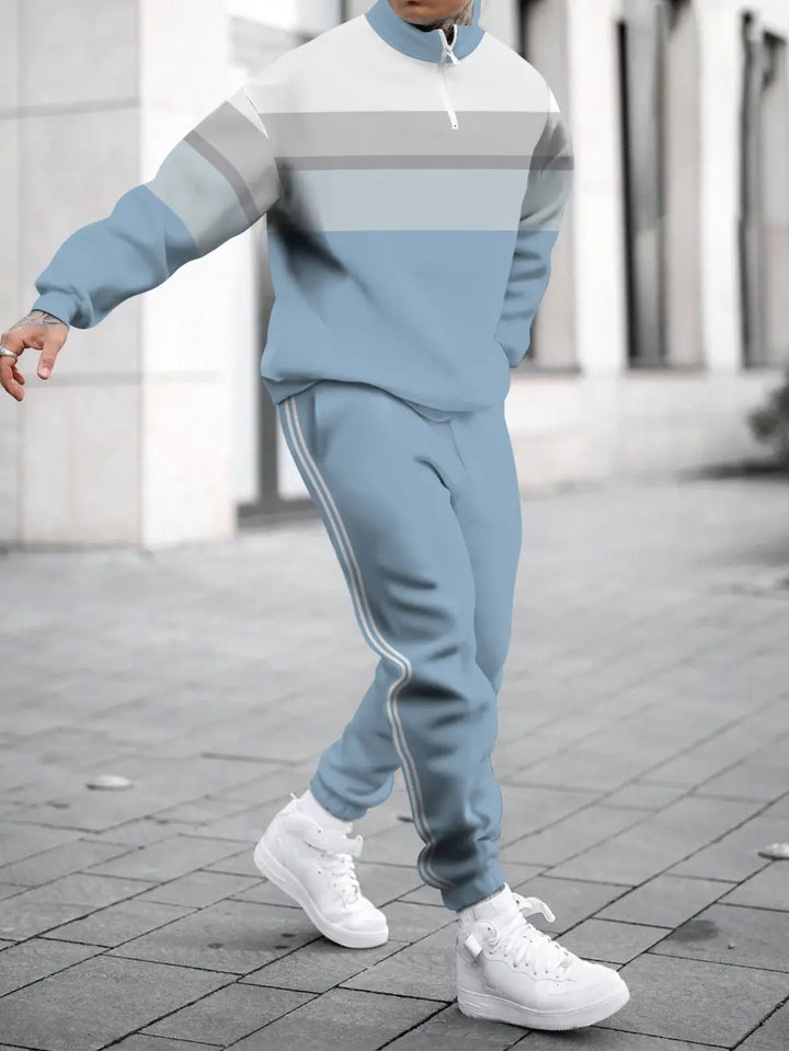 Relaxed Zipper Long Sleeve Two Piece Set - DUVAL