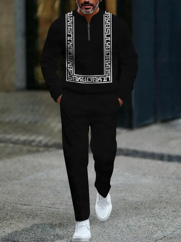 Long Sleeve Zipper Two-piece Set - DUVAL