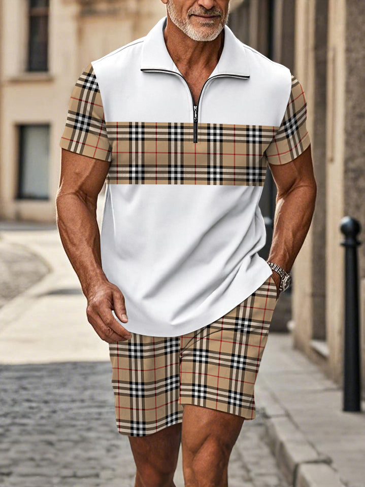 Polo Short Sleeve Zipper Two-Piece Set - DUVAL