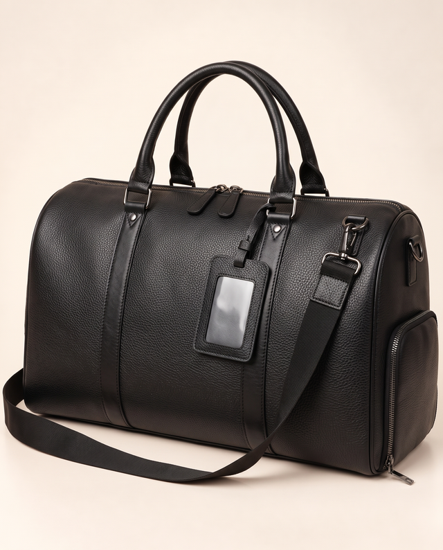 The Gstaad 55 — Leather Travel Bag | Black