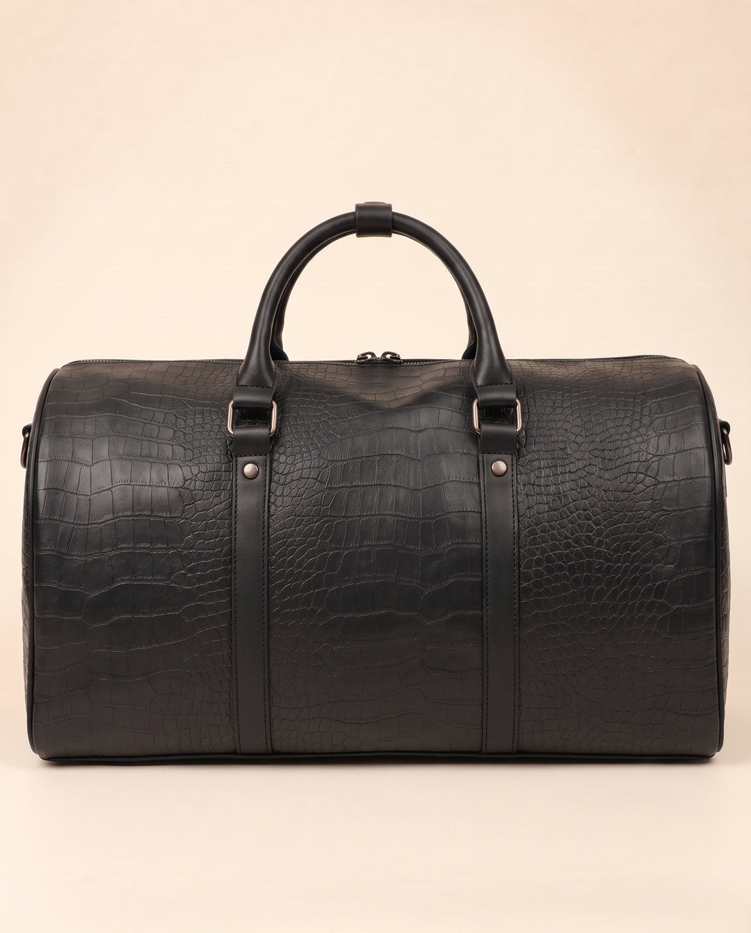 The Lucerne 50 croc weekender in black, back view