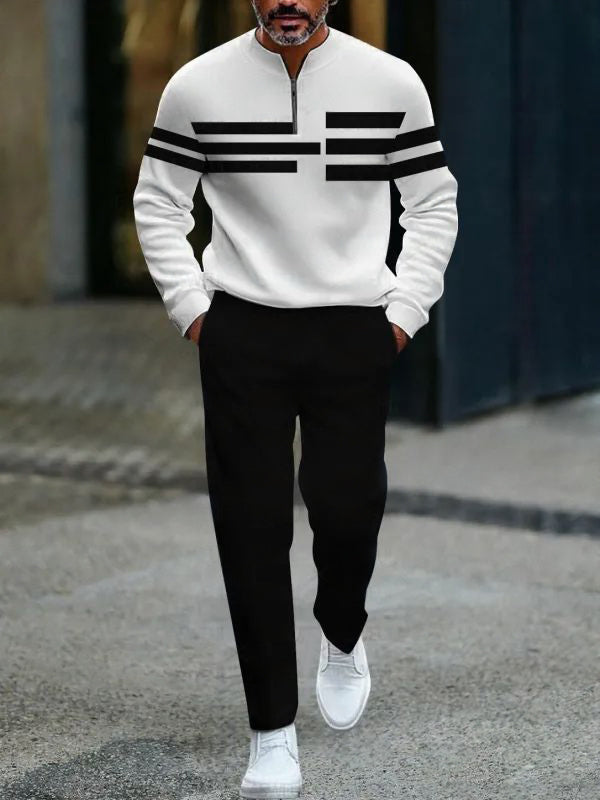 Zipper Long Sleeve Long Pants Two-Piece Set - DUVAL