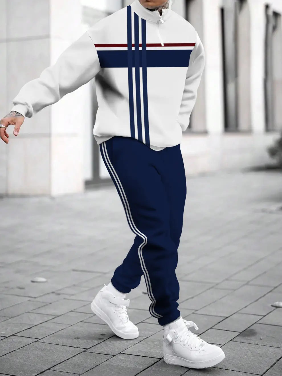 Relaxed Zipper Long Sleeve Two Piece Set - DUVAL