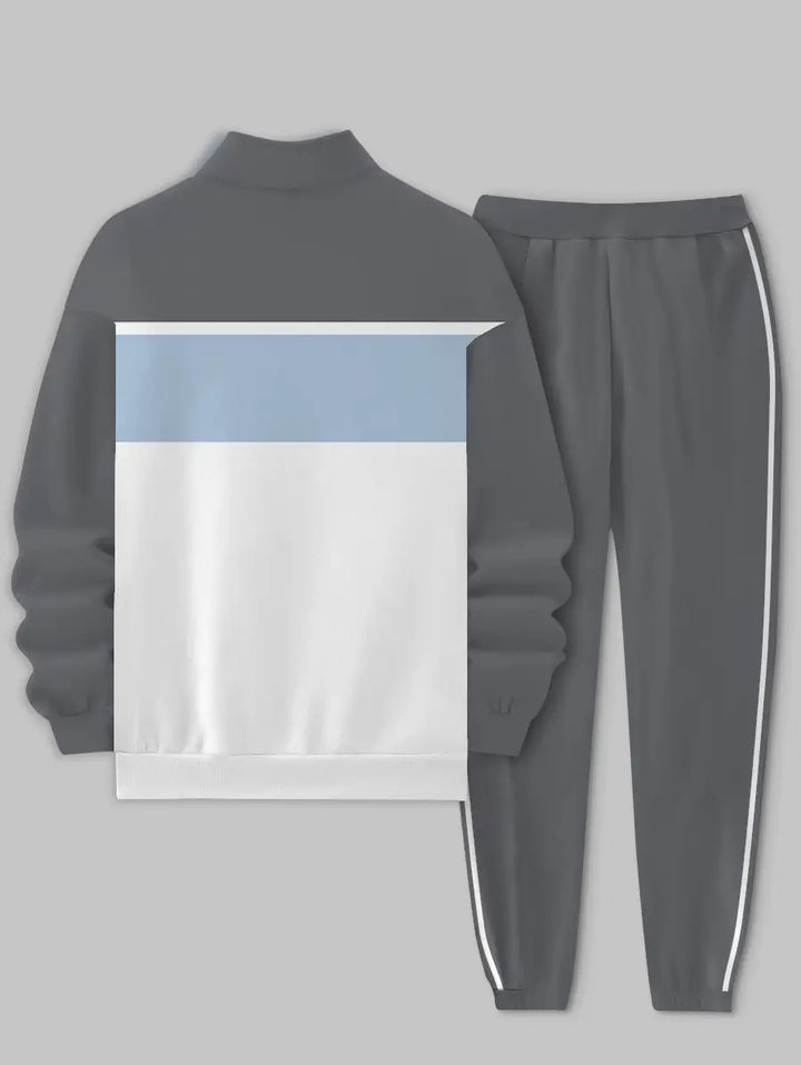 Relaxed Zipper Long Sleeve Two Piece Set - DUVAL