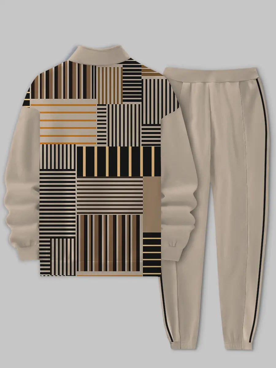 Relaxed Zipper Long Sleeve Two Piece Set - DUVAL