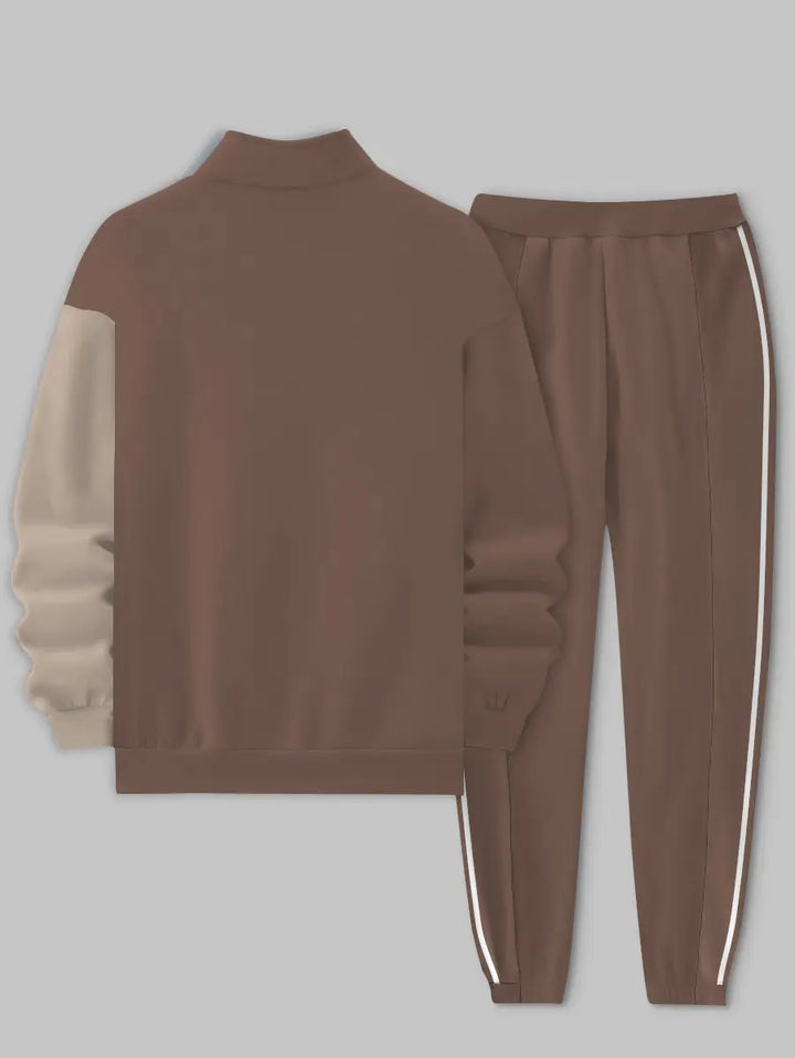 Relaxed Zipper Long Sleeve Two Piece Set - DUVAL