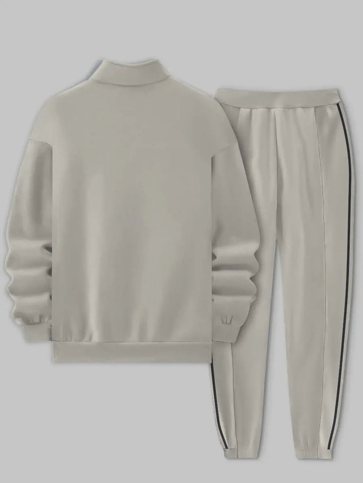 Relaxed Zipper Long Sleeve Two Piece Set - DUVAL
