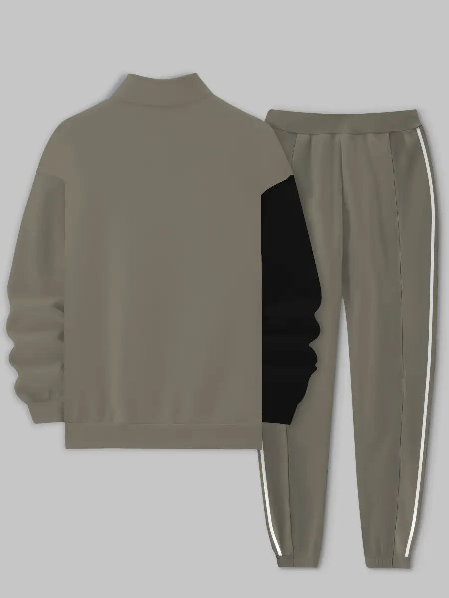 Relaxed Zipper Long Sleeve Two Piece Set - DUVAL