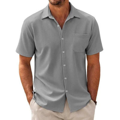 Casual Cotton Blend Short Sleeve Shirt