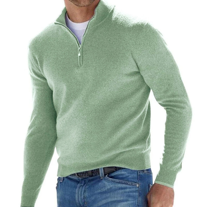 men's-solid-color-zip-pullover-sweater