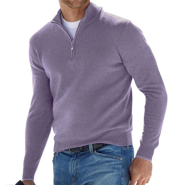 men's-solid-color-zip-pullover-sweater