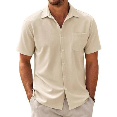 Casual Cotton Blend Short Sleeve Shirt