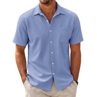 Casual Cotton Blend Short Sleeve Shirt