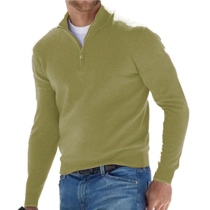 men's-solid-color-zip-pullover-sweater