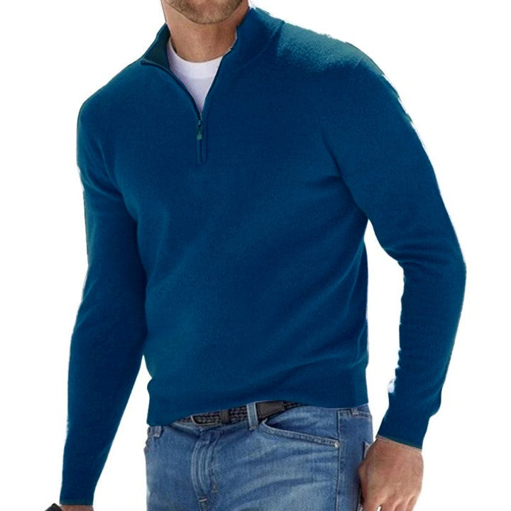 men's-solid-color-zip-pullover-sweater