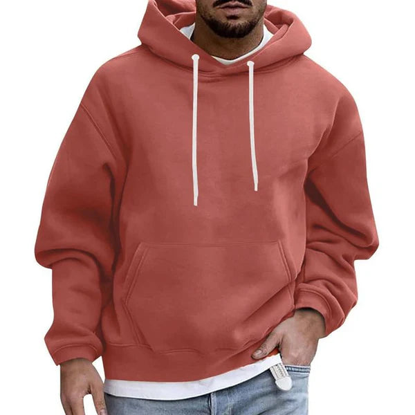 Solid Color Loose Casual Fleece Pocket Hoodie 51863163X