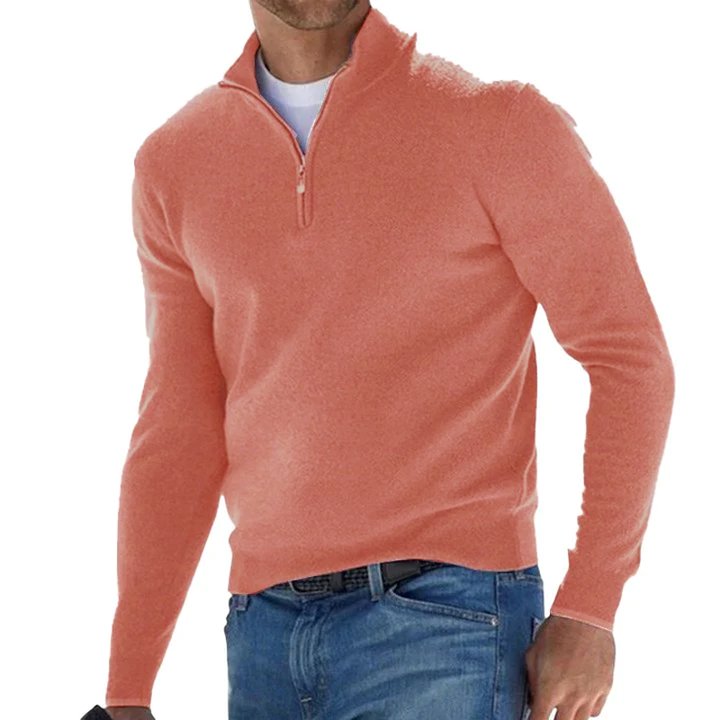 men's-solid-color-zip-pullover-sweater