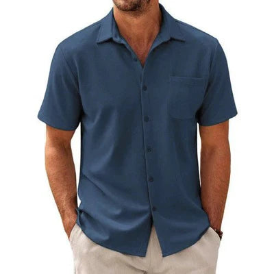 Casual Cotton Blend Short Sleeve Shirt