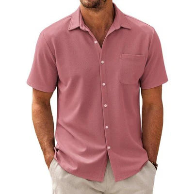 Casual Cotton Blend Short Sleeve Shirt