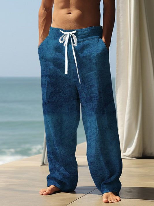 Men's Casual Pants Blue Texture Print Pants