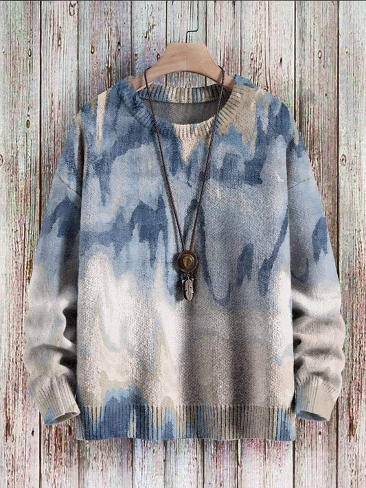 Men's Sweater Simple Gradient Art Knit Pullover Print Casual Sweater
