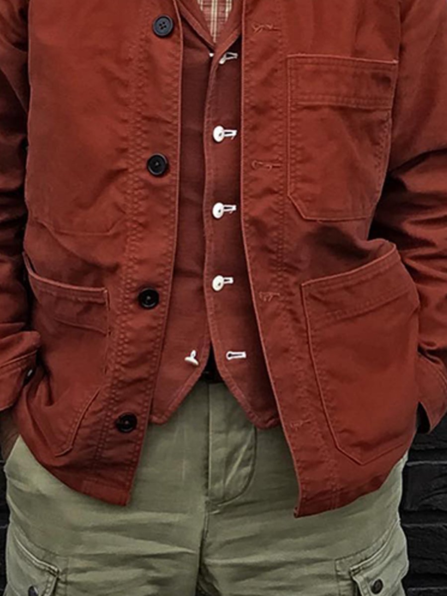 Casual Jacket Solid Long Sleeve Pockets Jacket - DUVAL