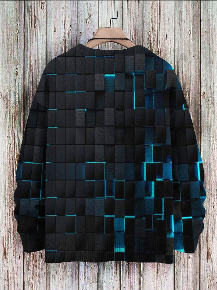 Trendy Abstract Art 3D Pullover Knit Print Casual Sweatshirt Sweater - DUVAL