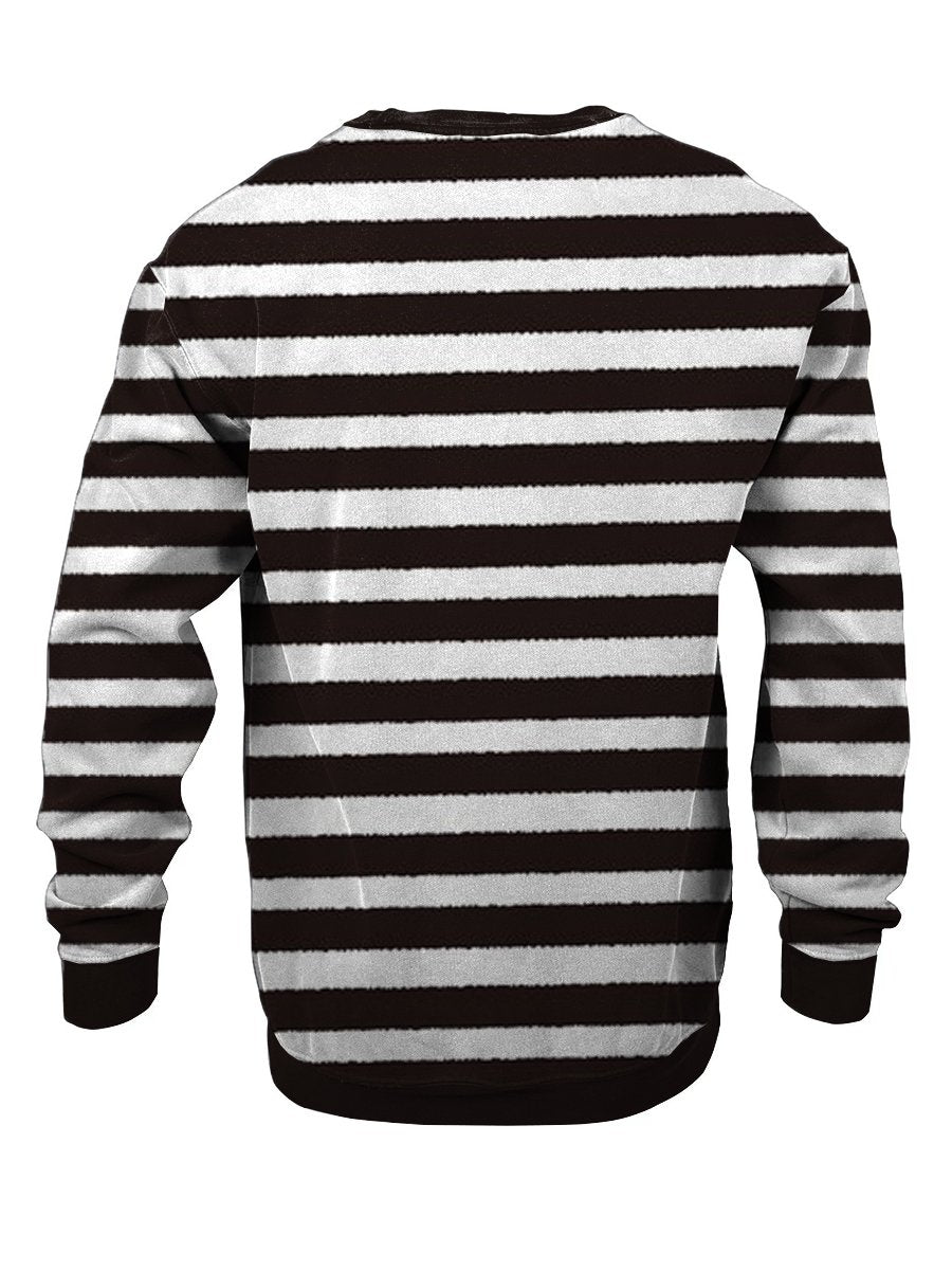 Men's Sweatshirt Black And White Stripes Casual Sweatshirt