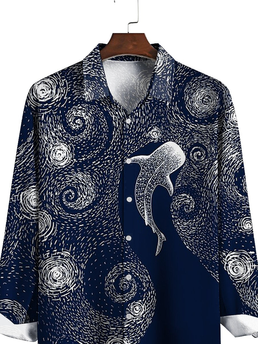 Van Gogh Star Print Long Sleeve ShirtV - DUVAL