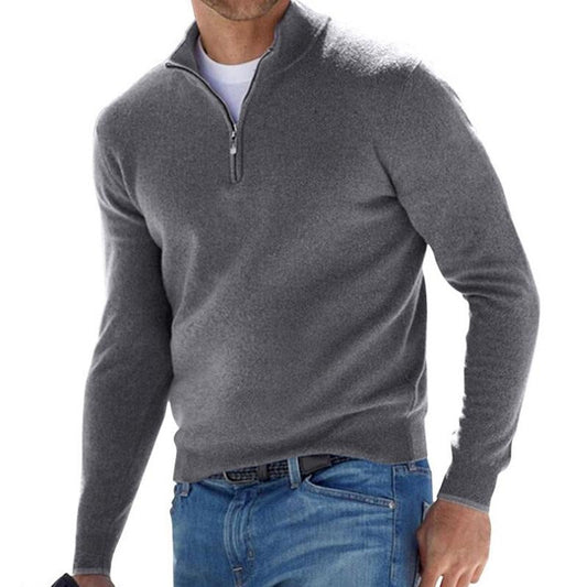 men's-solid-color-zip-pullover-sweater