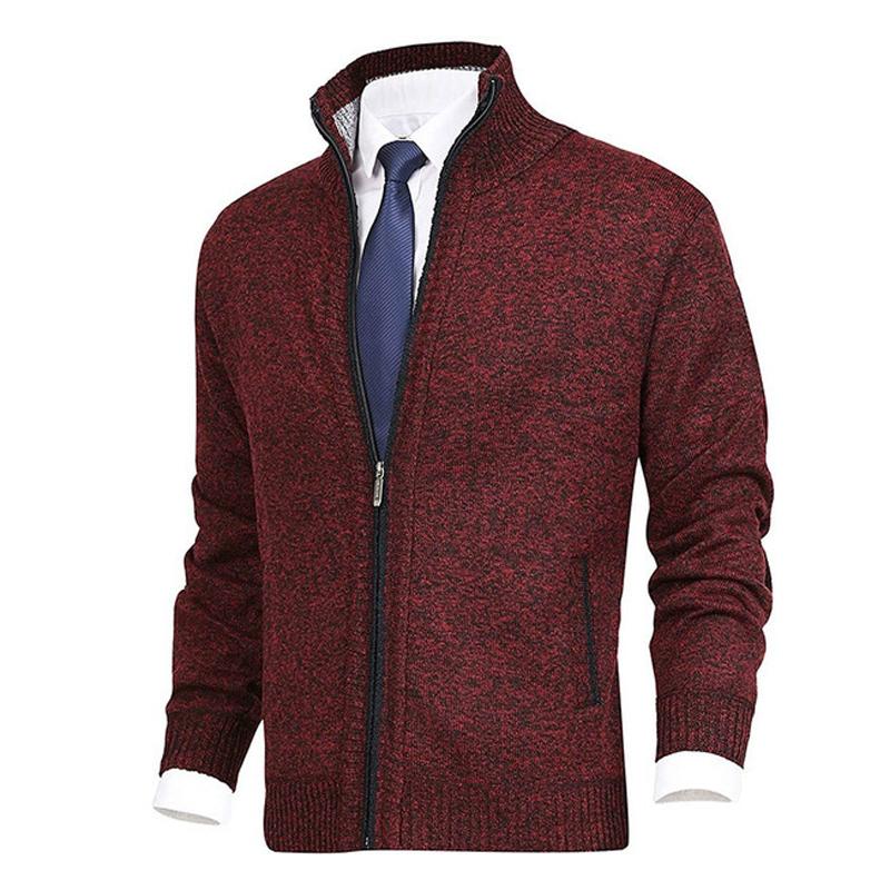 men's-solid-color-stand-collar-cardigan-sweater