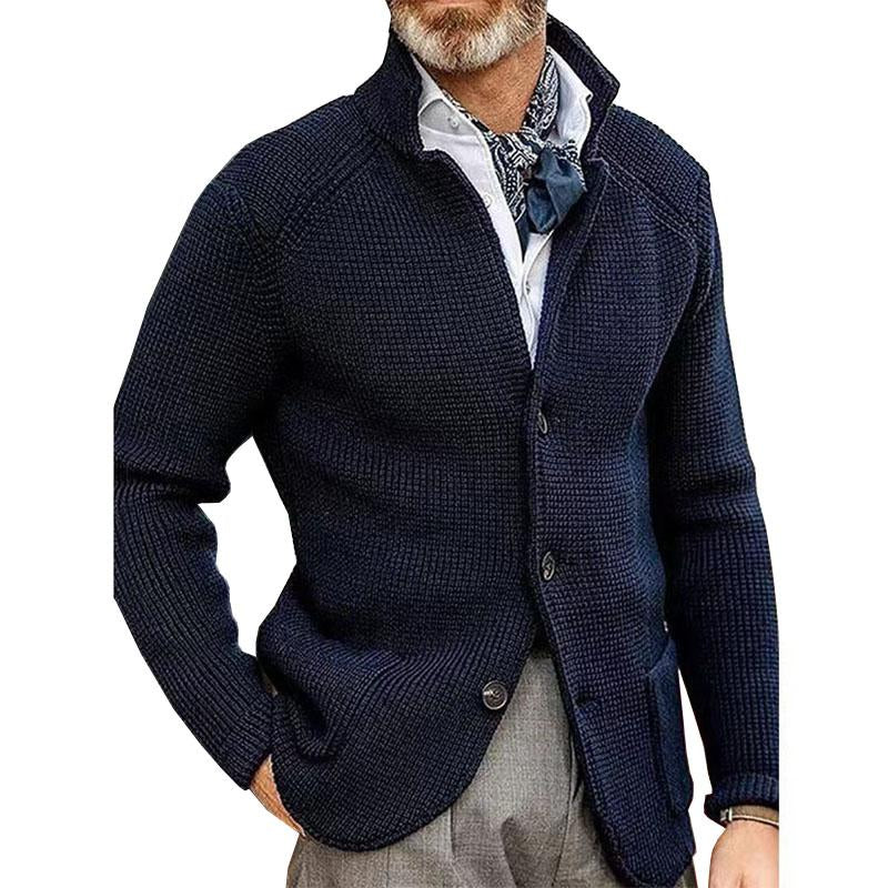 men's-casual-stand-collar-knit-blazer