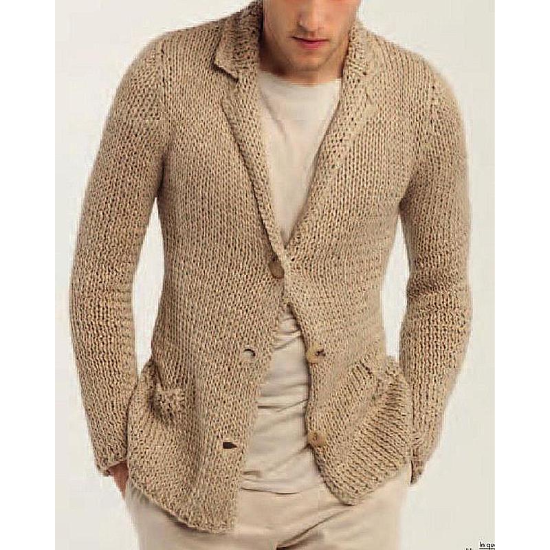 men's-retro-casual-solid-color-lapel-pocket-cardigan