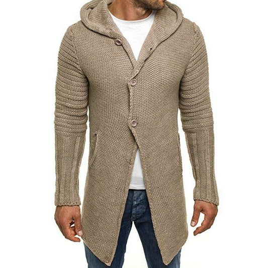 men's-hooded-long-sleeve-mid-length-knit-cardigan