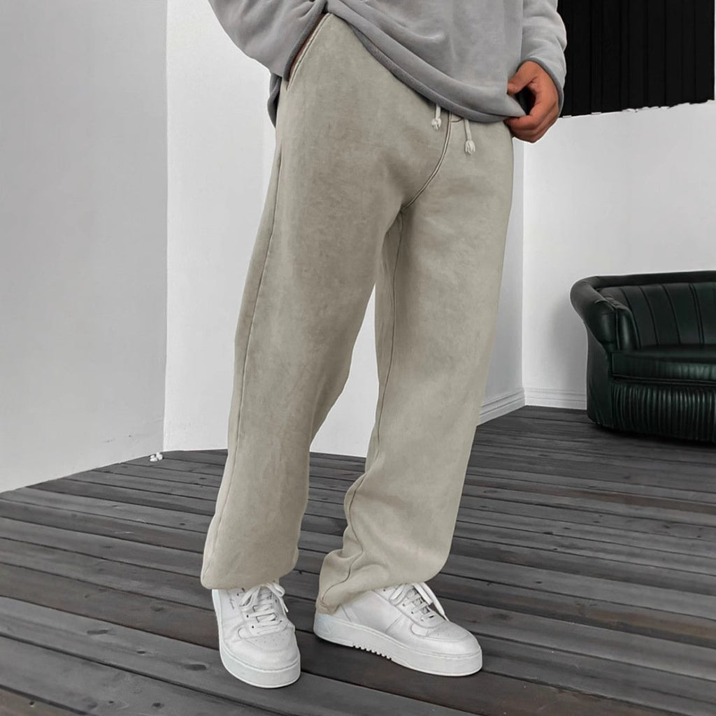 men's-solid-color-loose-elastic-waist-sports-pants