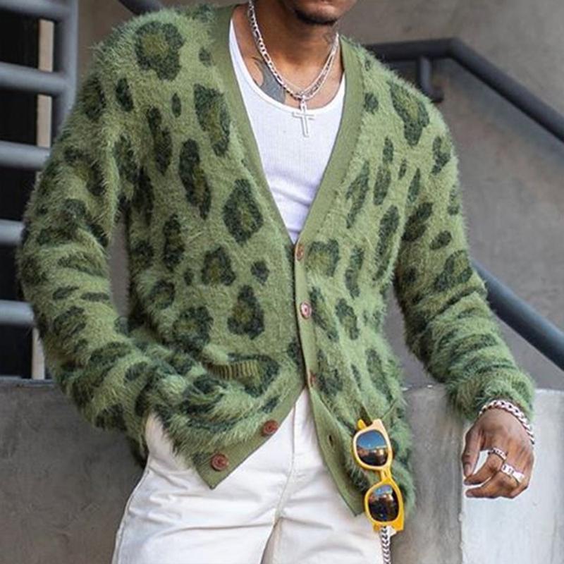 men's-vintage-leopard-v-neck-single-breasted-cardigan