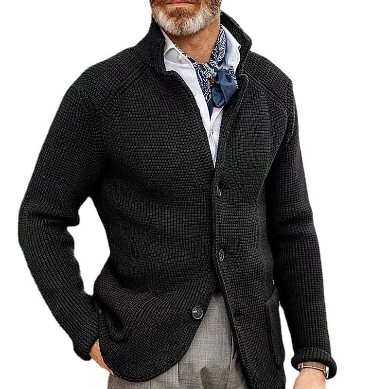 men's-casual-stand-collar-knit-blazer