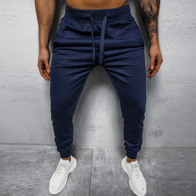 men's-casual-solid-color-elastic-waist-loose-sports-pants