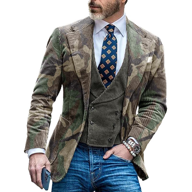 Vintage Camouflage Single Breasted Blazer