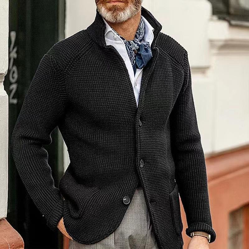 men's-casual-stand-collar-knit-blazer