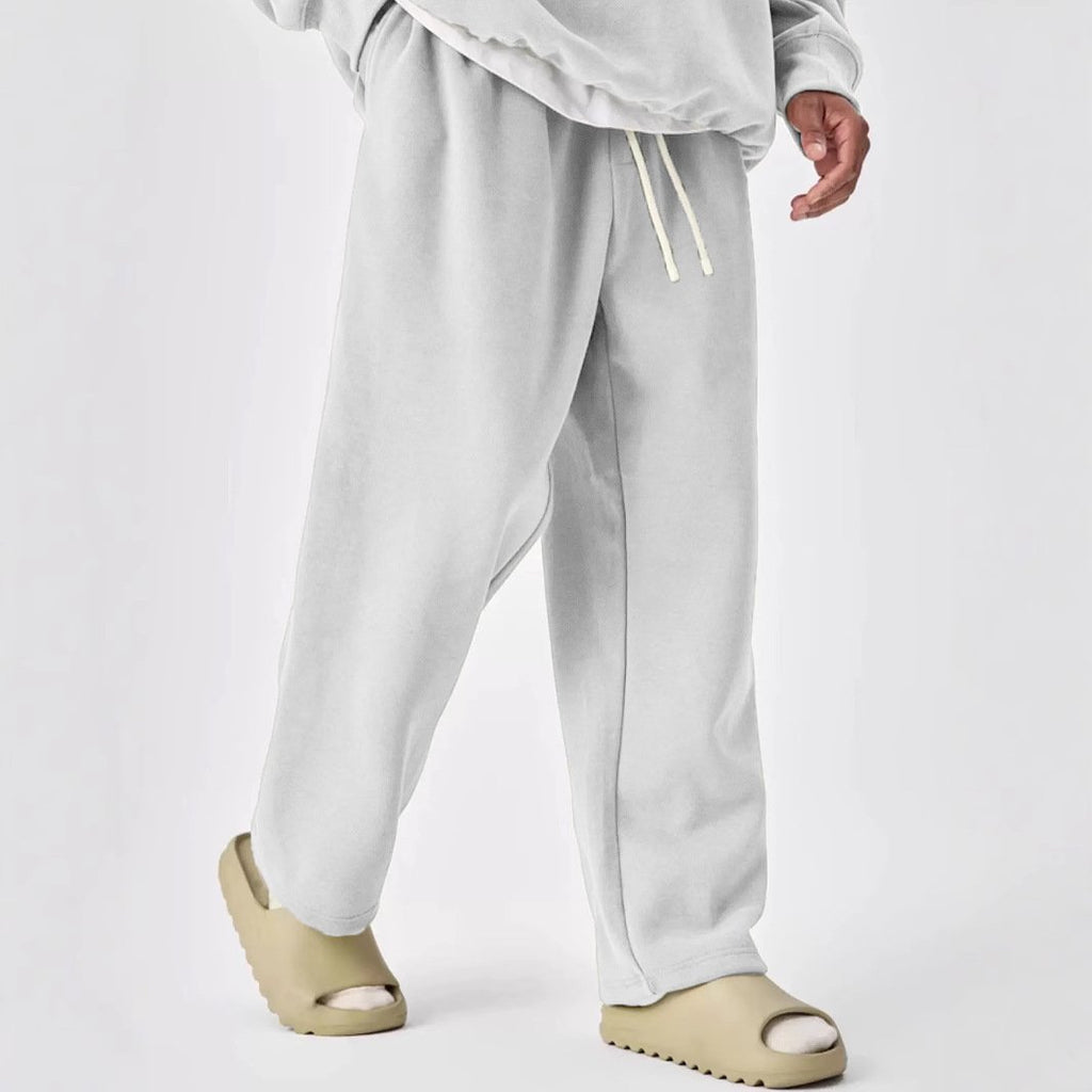 men's-solid-color-drawstring-elastic-waist-straight-leg-sweatpants