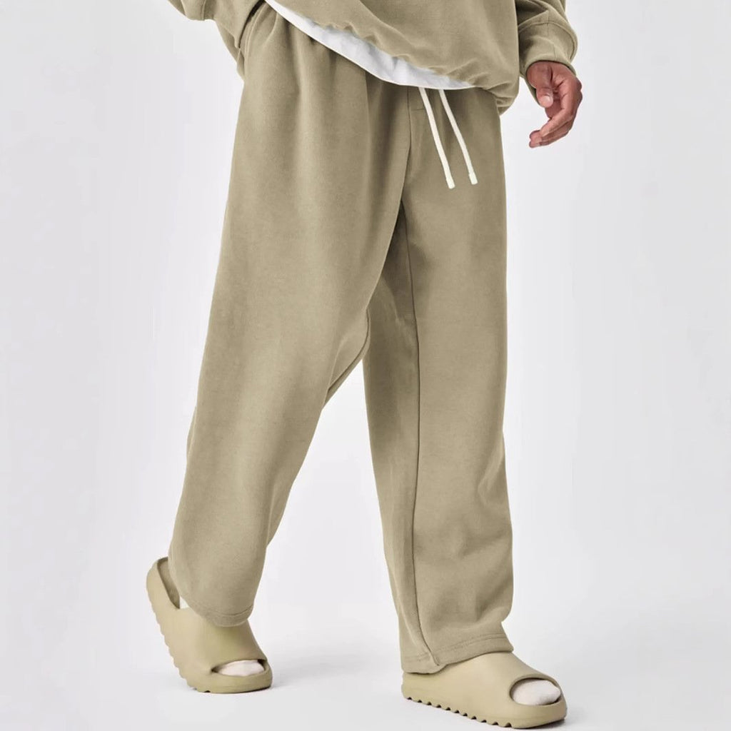 men's-solid-color-drawstring-elastic-waist-straight-leg-sweatpants