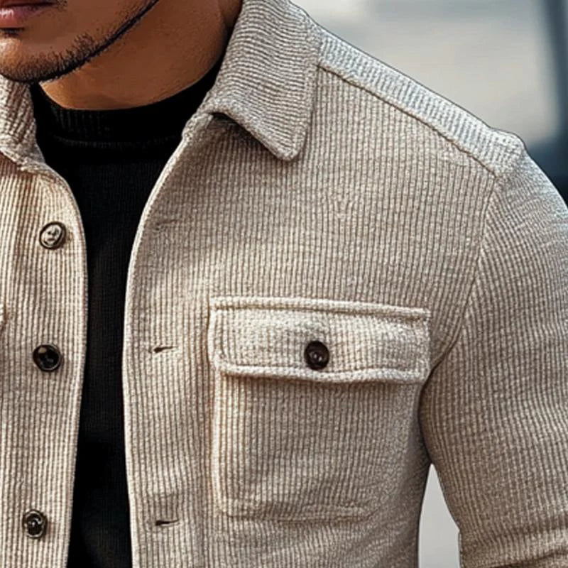 Men's Vintage Striped Textured Lapel Jacket