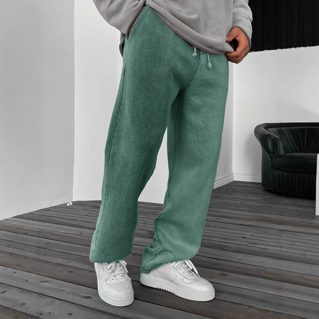 men's-solid-color-loose-elastic-waist-sports-pants