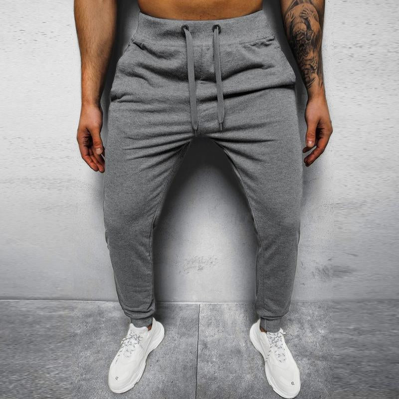 men's-casual-solid-color-elastic-waist-loose-sports-pants