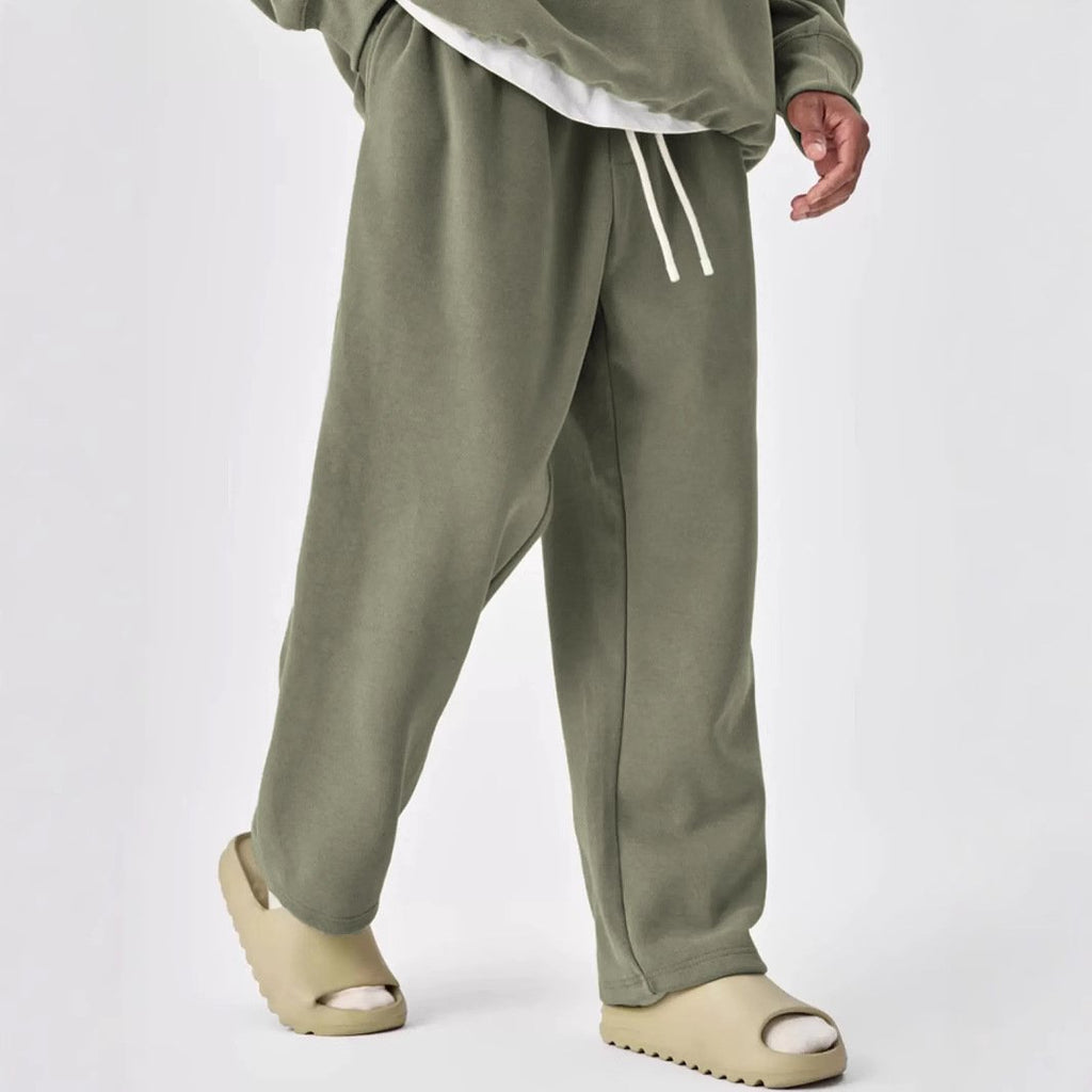 men's-solid-color-drawstring-elastic-waist-straight-leg-sweatpants