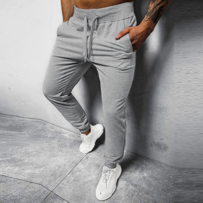 men's-casual-solid-color-elastic-waist-loose-sports-pants