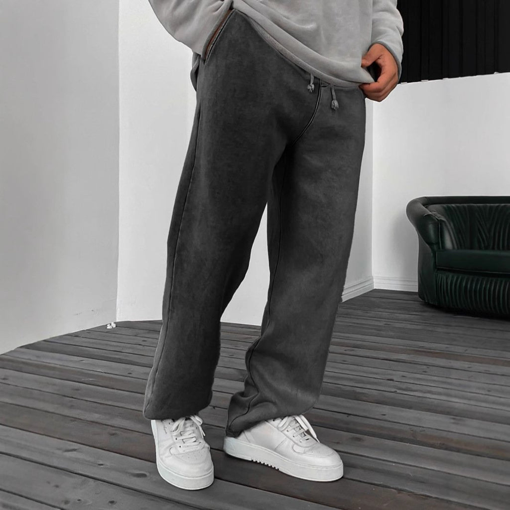 men's-solid-color-loose-elastic-waist-sports-pants