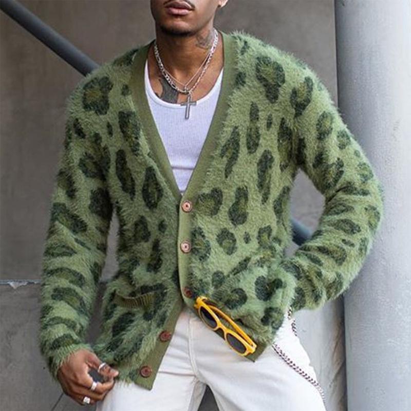 men's-vintage-leopard-v-neck-single-breasted-cardigan